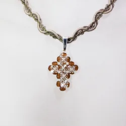 Pendant 45cm - Proserpine-Khaki Braid - Pendant 45cm - Laiton argenté